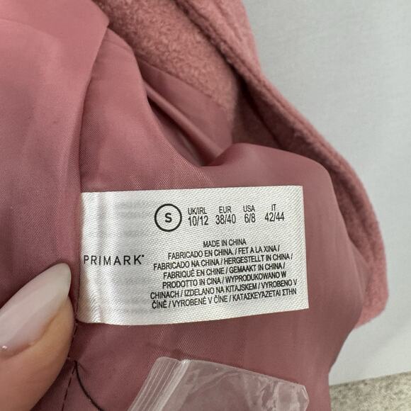 Primark x Rita Ora Womens Jacket S Pink Bounce Double Breasted Coat Long Line - Picture 14 of 15